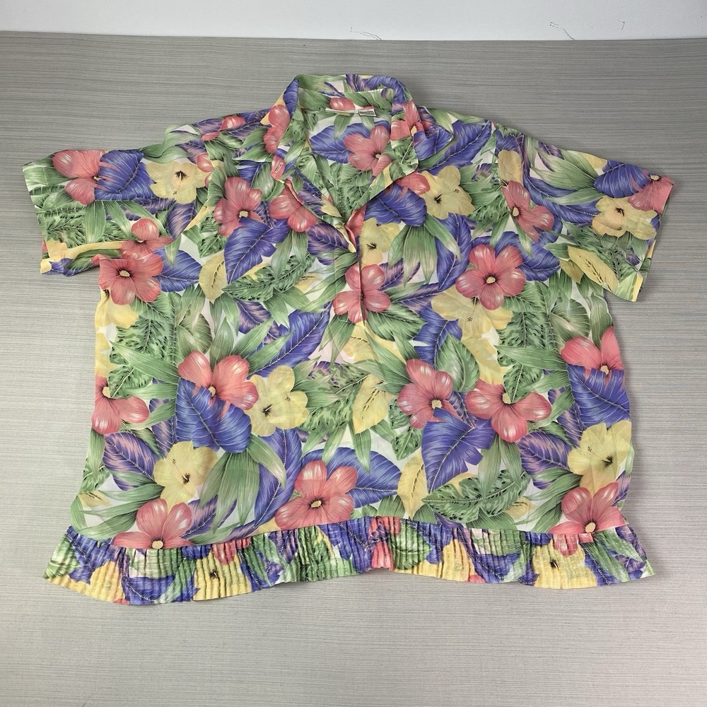 Alfred Dunner Blouse Women's 22W Floral  Short Sleeve‎ Vintage